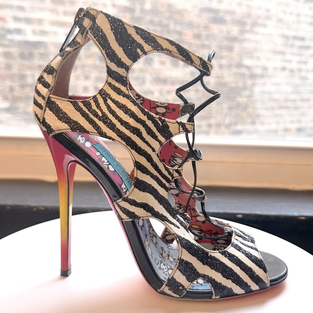 Jimmy Choo Rob Pruitt Diffuse Glitter Zebra Print… - image 3